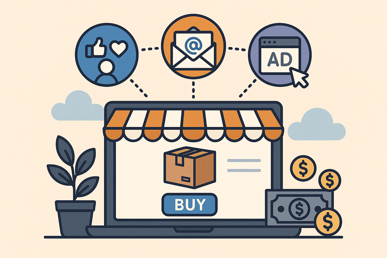 Marketing ecommerce campaign email marketing messages content research paid ads